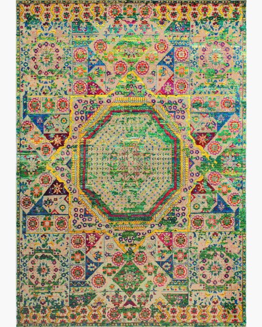 Luxury hand knotted carpet made from Wool & Bamboo Silk