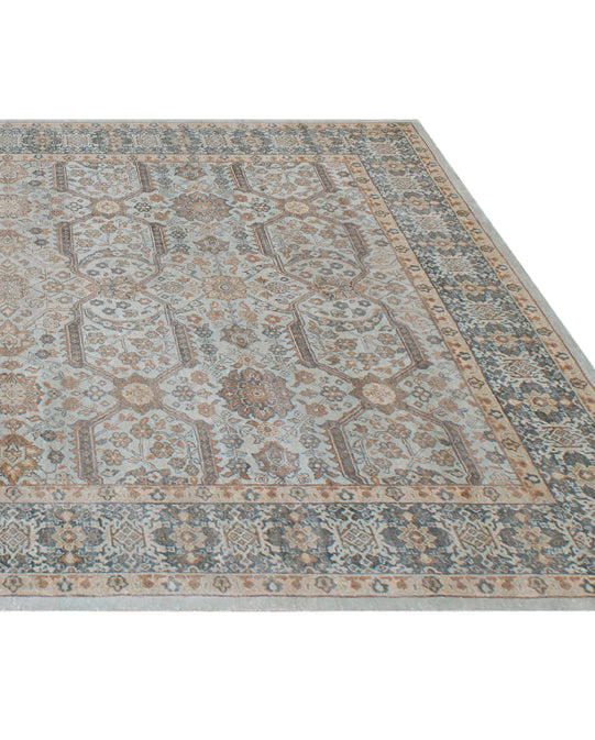 Luxury hand knotted carpet made from 100% Bamboo Silk in light green color and 6' x 9' size