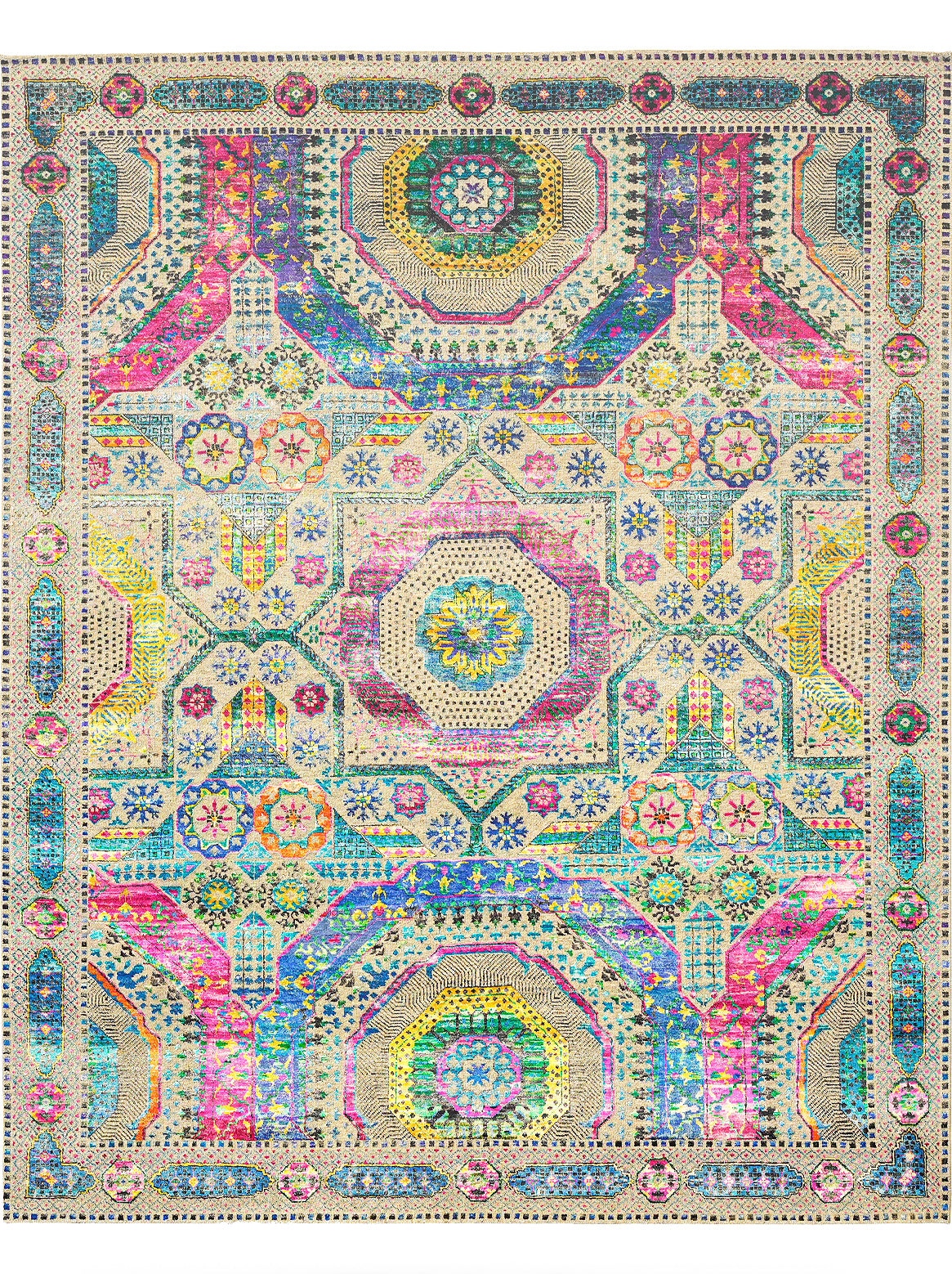 Luxury hand knotted carpet made from Wool & Bamboo Silk