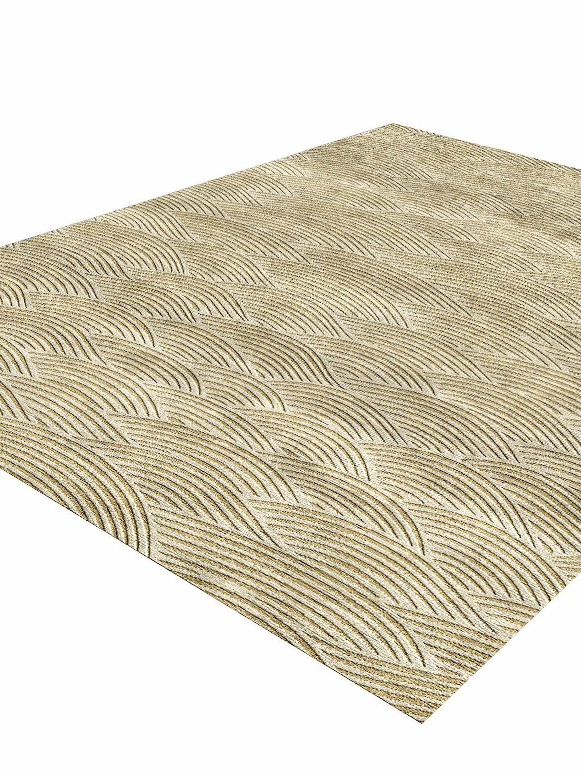 Luxury hand knotted carpet made from Botanical Silk in ivory gold color and 8' x 10' size