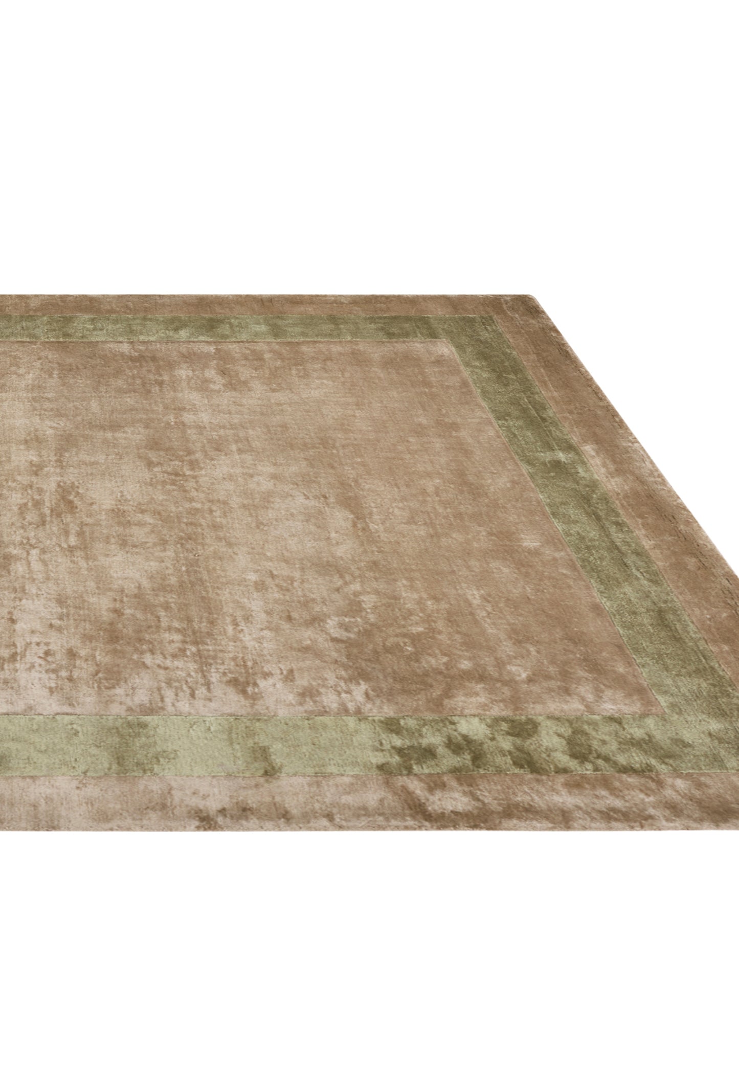 Luxury hand knotted carpet made from 100% Botanical Silk in green color and 5'6" x 8' size