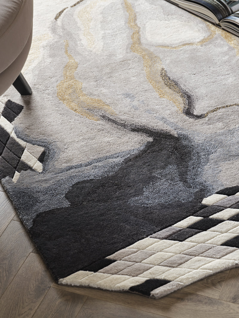 Luxury carpet in Custom Size color and Cobalt Gold size