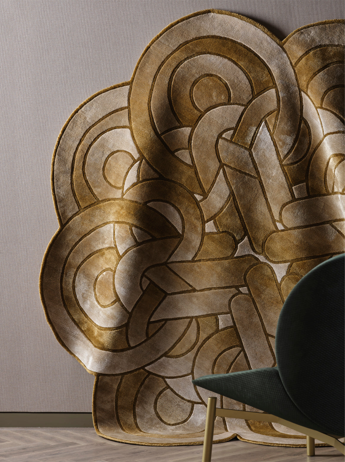 Luxury hand knotted carpet made from 100% Botanical Silk in brown color and 7' x 7' size