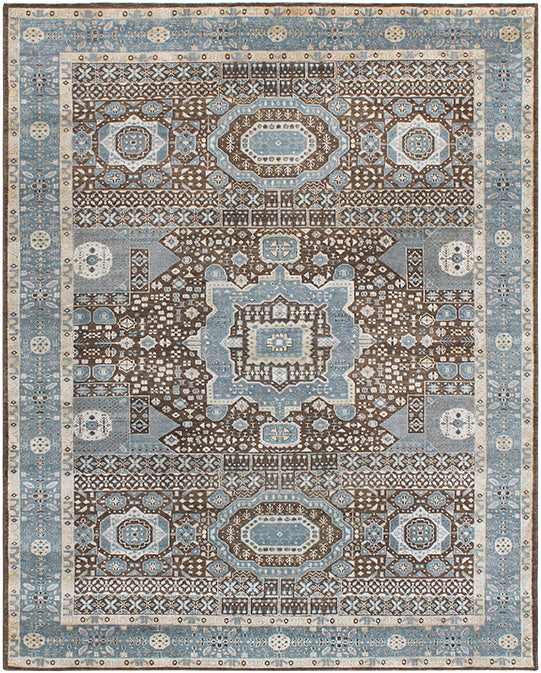 Luxury hand knotted carpet made from Wool & Bamboo Silk