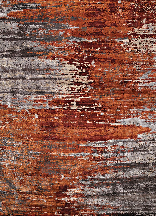 Hands ZIRCON Rust Luxury Carpet - Wool & Bamboo Silk, Hand Knotted (9 ...