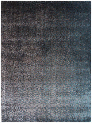Hands ADIRA Blue Luxury Carpet - 100% Botanical Silk, Hand Knotted (5'6" x 8')