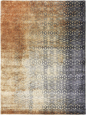 Hands ADIRA Black & Gold Luxury Carpet - 100% Botanical Silk, Hand Knotted (5'6" x 8')