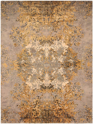Hands AKASA Gold Luxury Carpet - Wool, Pure Silk & Linen, Hand Knotted (5'6" x 8')