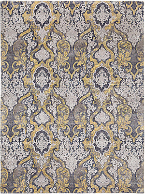 Hands ALLURIANA Yellow Beige Luxury Carpet - 100% Botanical Silk, Hand Knotted (5'6" x 8')