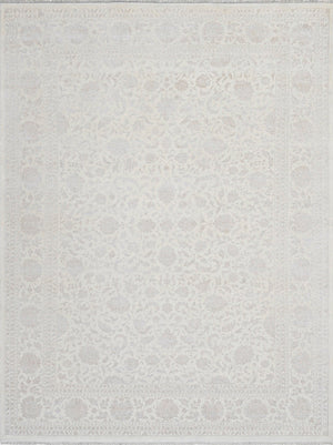Hands DL 4369 Ivory Beige Luxury Carpet - Wool & Botanical Silk, Hand Knotted (9' x 12'6')