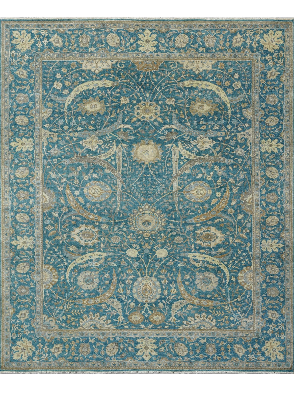 Hands DL 5292 Blue Luxury Carpet - 100% Linen, Hand Knotted (8' x 10')