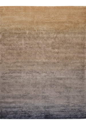 Hands DEGREE Beige Blue Luxury Carpet - 100% Botanical Silk, Hand Knotted (5'6" x 8')