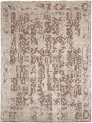 Hands EDERRA Beige Luxury Carpet - Wool & Botanical Silk, Hand Knotted (5'6" x 8')