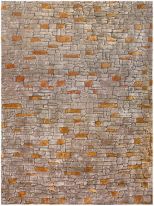 Hands GRAVEL Charcoal Gold Luxury Carpet - 100% Botanical Silk, Hand Tufted (3' x 5')