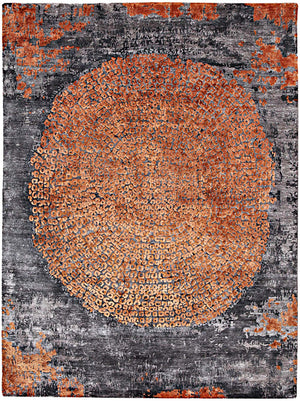 Hands MARQUISE Rust Luxury Carpet - Botanical & Bamboo Silk, Hand Knotted (5'6" x 8')