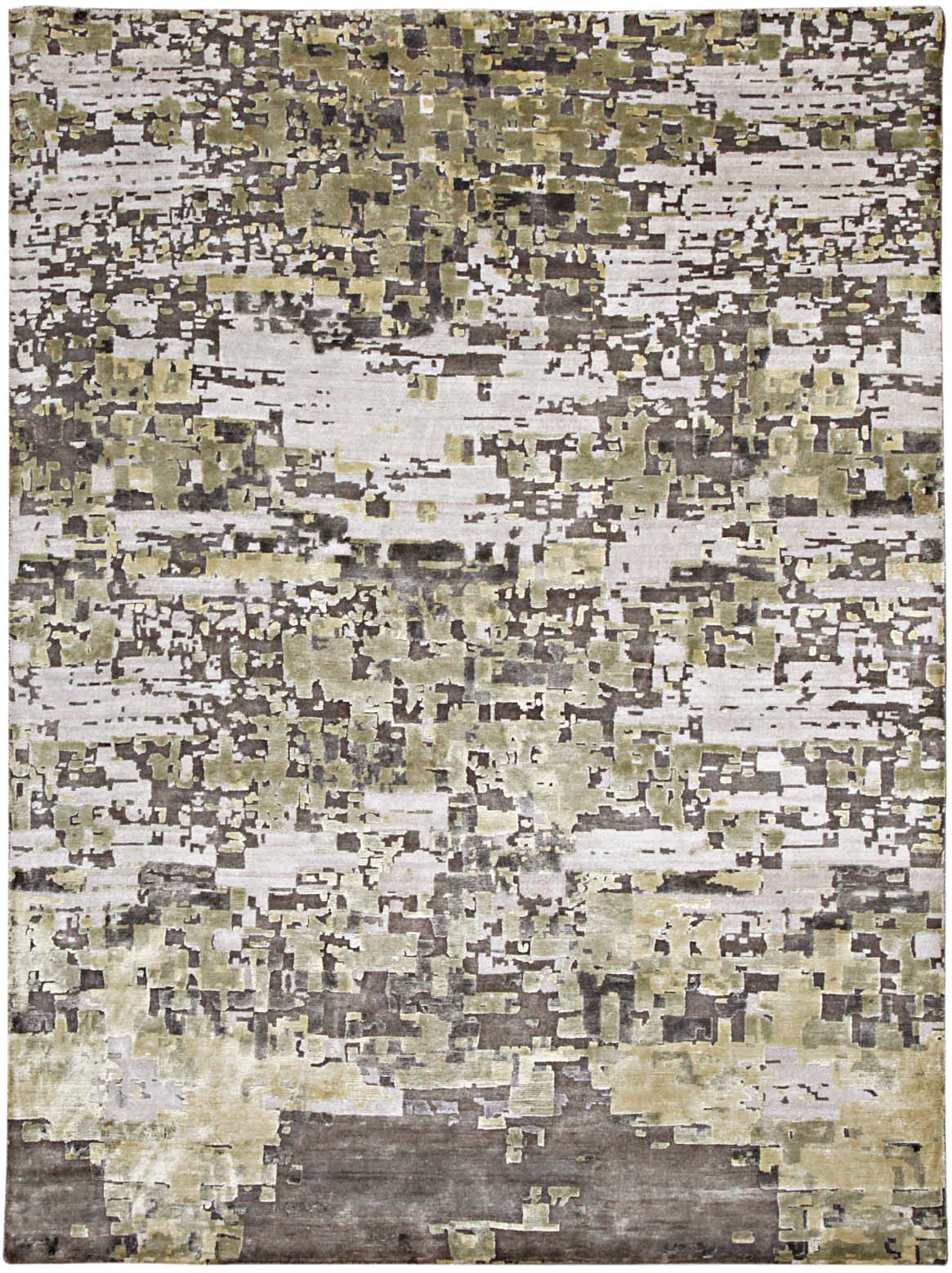 Metis Rugs METIS Taupe Green Handmade Luxury Carpet – Botanical & Bamboo Silk ...
