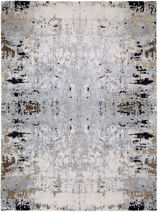 Hands MIRALL Grey Luxury Carpet - Wool, Pure Silk & Linen, Hand Knotted (8' x 10')