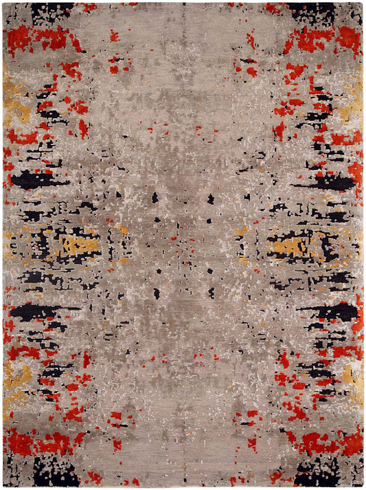 Hands MIRALL Rust Luxury Carpet - Wool, Pure Silk & Linen, Hand Knotted (5'6" x 8')