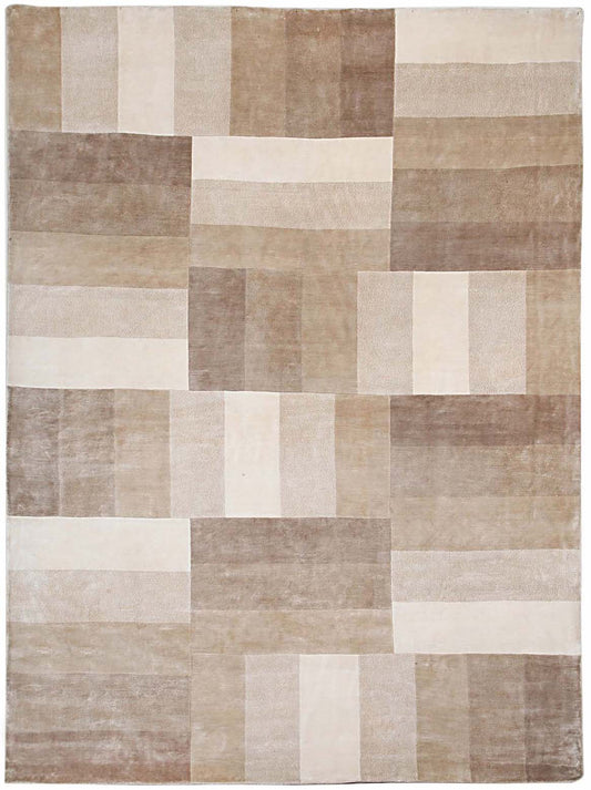 Hands NUANCE Beige Luxury Carpet - 100% Botanical Silk, Hand Knotted (8' x 10')