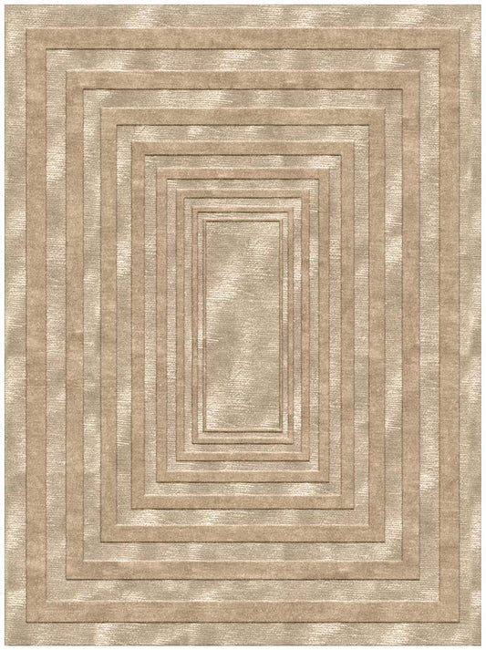 Hands RIFT Beige Luxury Carpet - Wool & Botanical Silk, Hand Knotted (5'6" x 8')