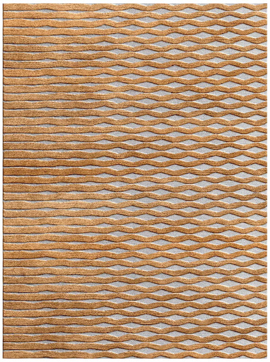 Hands SERIE Rust Luxury Carpet - Wool & Botanical Silk, Hand Tufted (3' x 5')