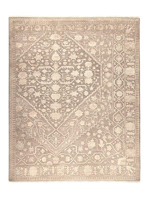 Hands TIGRIS WEAVE Silver Beige Luxury Carpet - Wool & Botanical Silk, Hand Knotted (5'6" x 8')