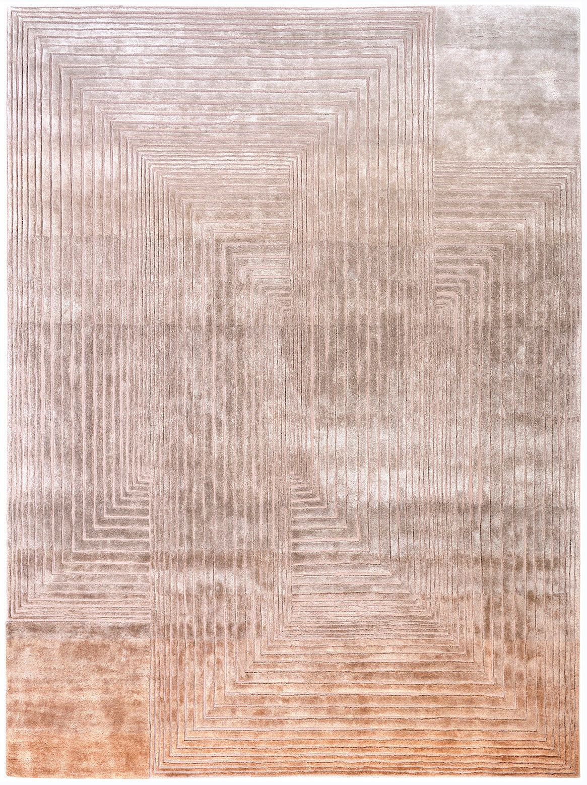 Hands VENEER Rust Luxury Carpet - Wool & Botanical Silk, Hand Tufted (3 ...
