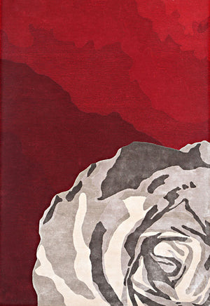 Hands SHADED Rose Red Luxury Carpet - Wool & Botanical Silk, Hand Tufted (3' x 5')