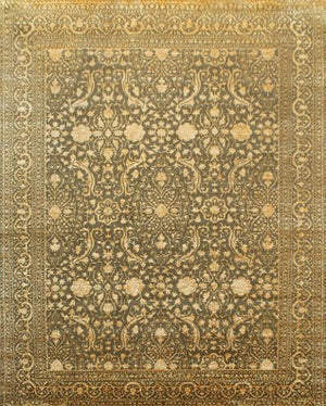Hands P 27109 Beige Gold Luxury Carpet - Wool & Botanical Silk, Hand Knotted (9' x 12')