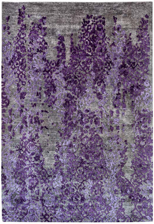 Hands LUCERNE Grey Mauve Luxury Carpet - Botanical & Bamboo Silk, Hand Tufted (3' x 5')