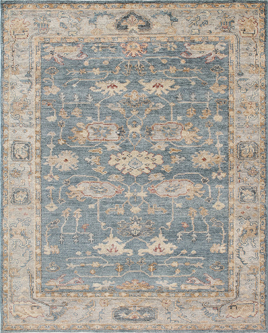 Hands P 4072 Blue Beige Luxury Carpet - 100% Wool, Hand Knotted (8' x 10')