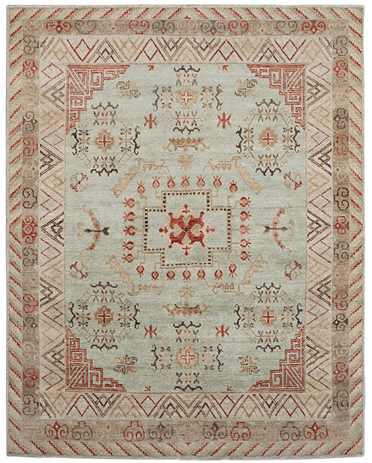 Hands P 4168 Beige Red Luxury Carpet - 100% Wool, Hand Knotted (8' x 10')