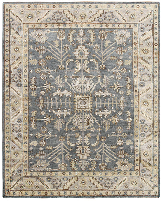 Hands P 4169 Beige Blue Luxury Carpet - 100% Wool, Hand Knotted (8' x 10')