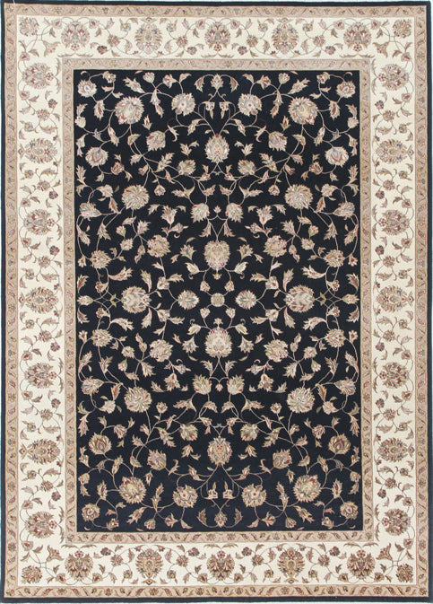 Hands P 111 Beige Black Luxury Carpet - Wool & Botanical Silk, Hand Knotted (6' x 9')