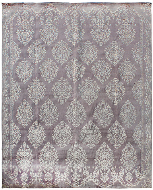 Hands P 31043 Silver Mauve Luxury Carpet - Wool & Botanical Silk, Hand Knotted (12' x 15')