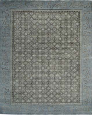 Hands DL 655 Grey Blue Luxury Carpet - 100% Wool, Hand Knotted (12' x 17'6")